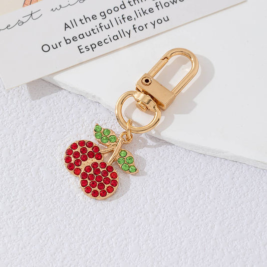 Crystal Cherry Key Charm | Gold