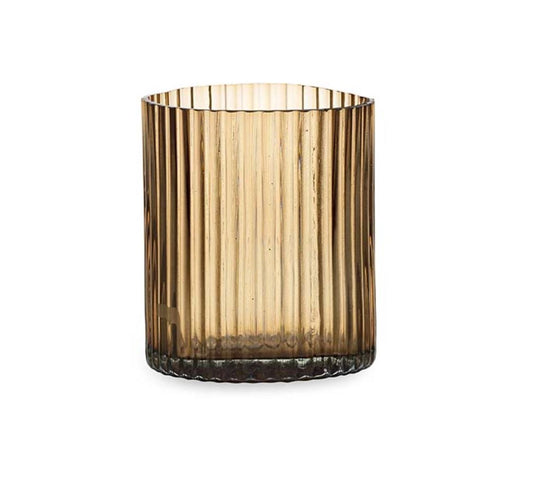 Nkuku Malana Glass Candle Holder - Smoke brown