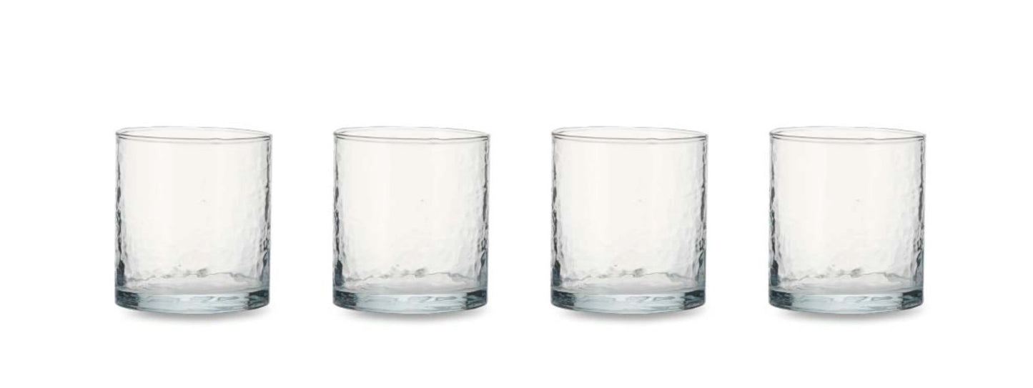 Nkuku Yala Hammered Tumbler Set - Clear Glass