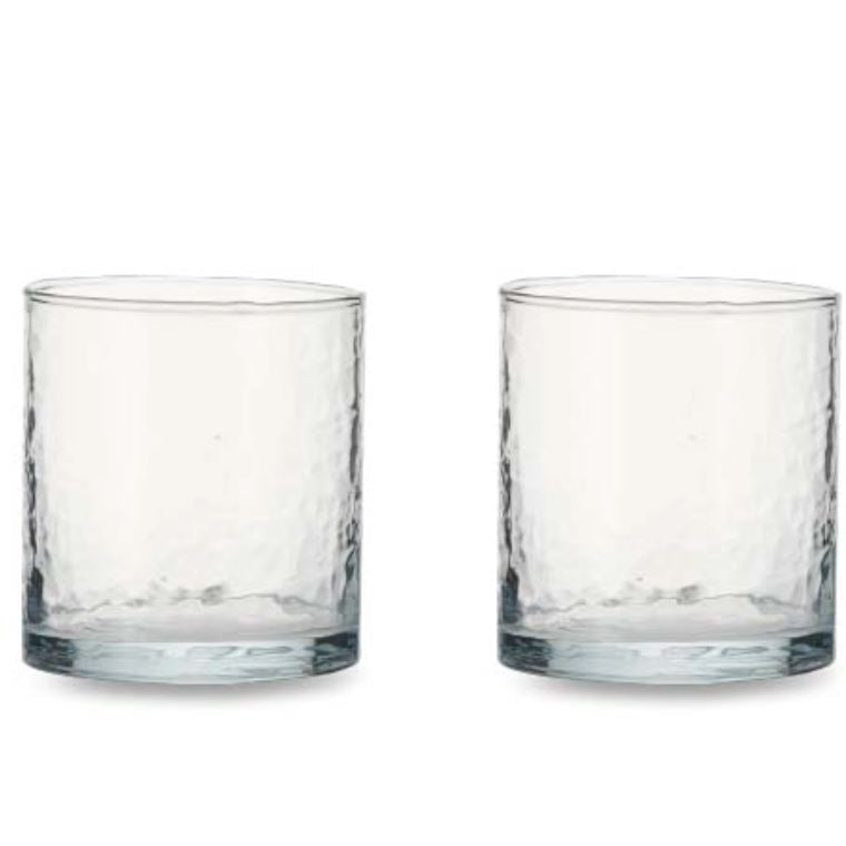 Nkuku Yala Hammered Tumbler Set - Clear Glass