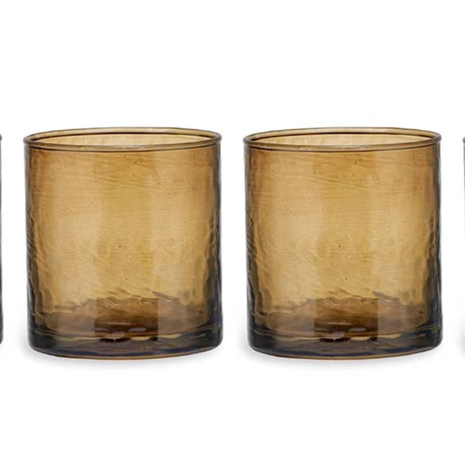 Nkuku Yala Hammered Tumbler Set - Smoke Brown