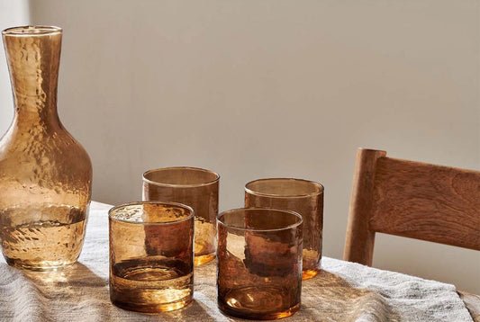 Nkuku Yala Hammered Tumbler Set - Smoke Brown