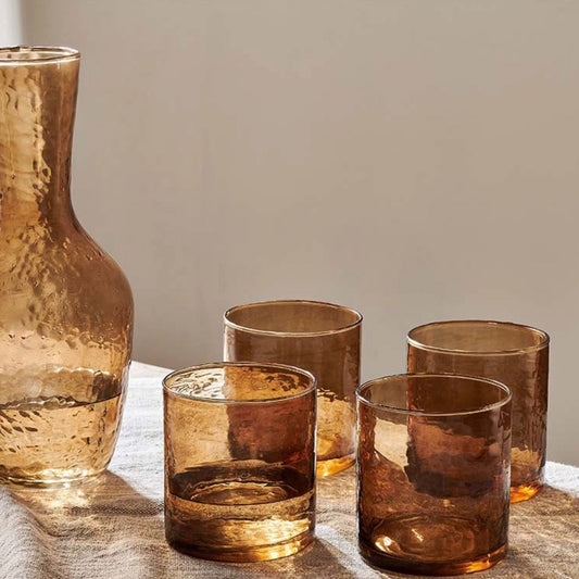 Nkuku Yala Hammered Tumbler Set - Smoke Brown