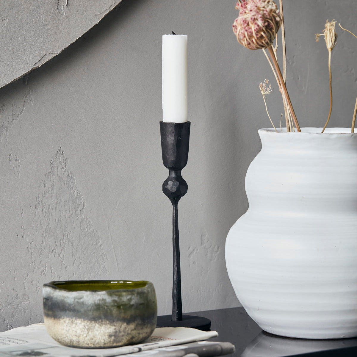House Doctor Trivo Iron Candle Holder – Black (Small)