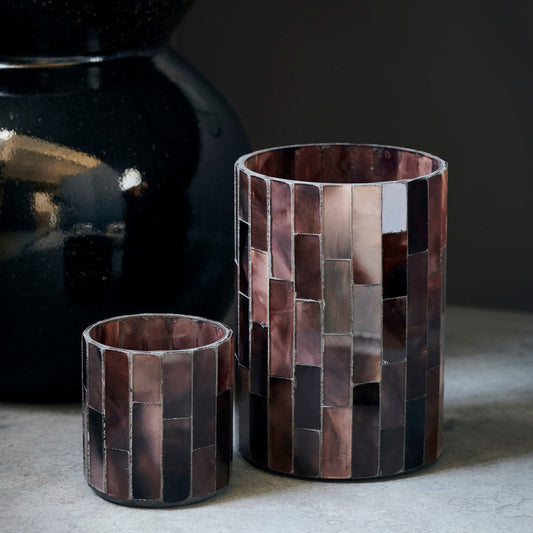 House Doctor Amroha Mosaic Tealight Holder – Brown