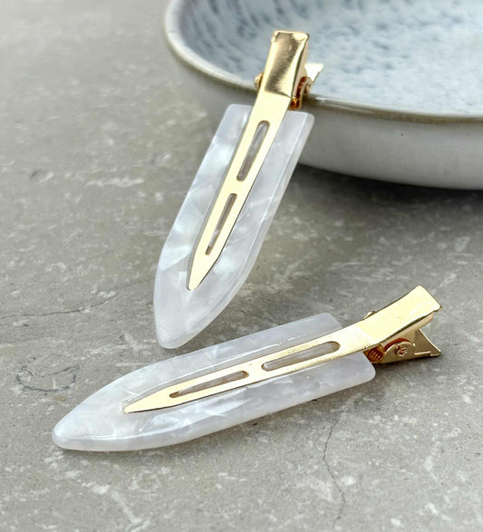 White No Crease Hair Clips (Pair)