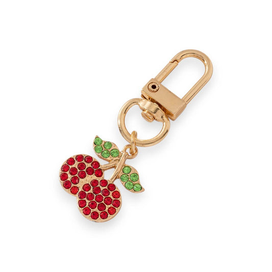 Crystal Cherry Key Charm | Gold