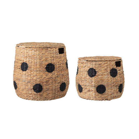 Bloomingville MINI Thinne Water Hyacinth Storage Baskets with Lid (Set of 2)