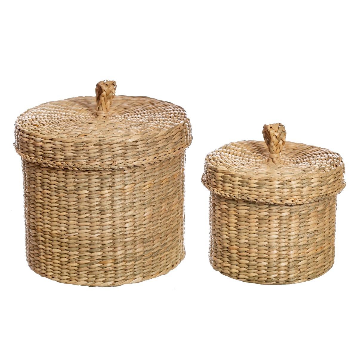 Sass & Belle Seagrass Baskets with Lids – Set of 2