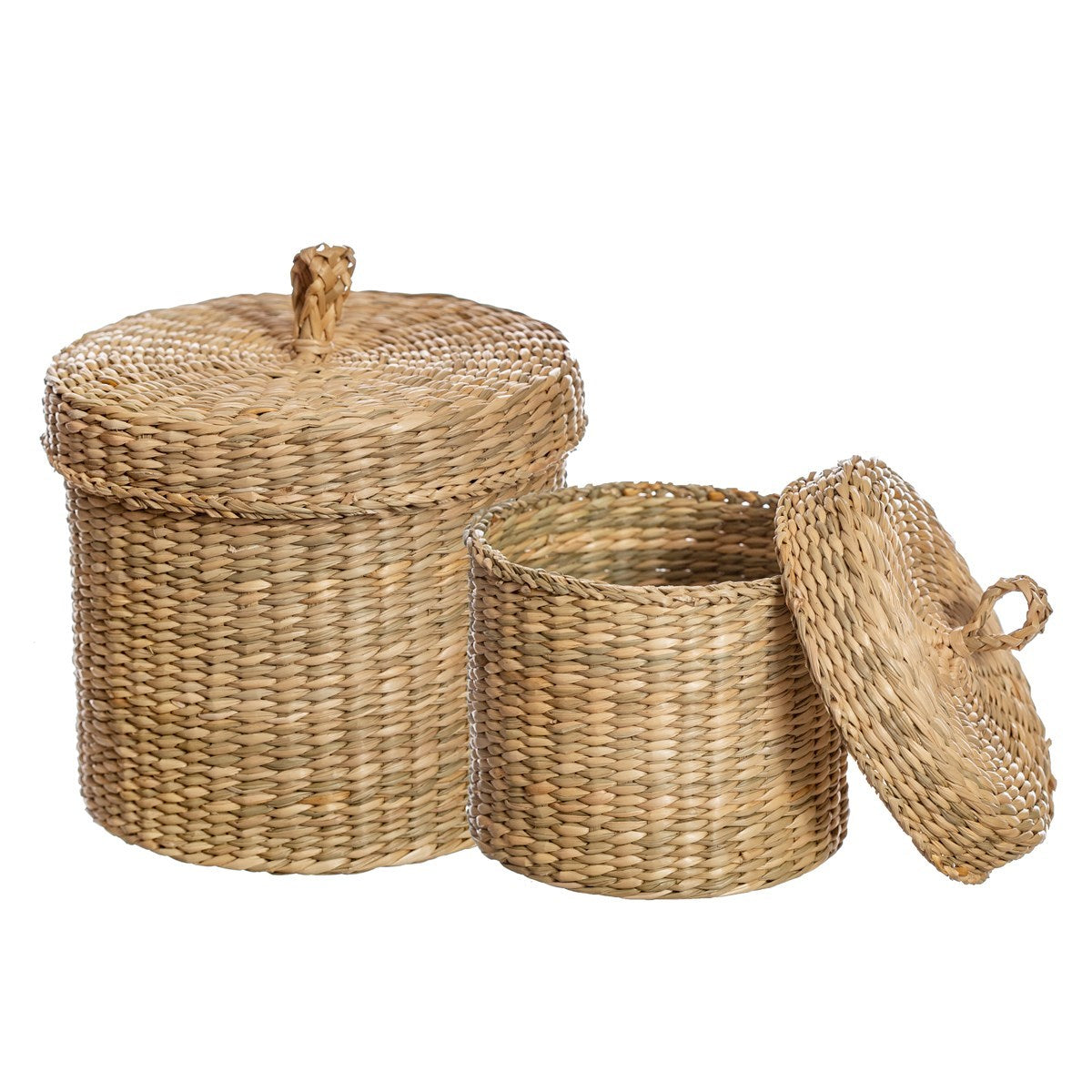 Sass & Belle Seagrass Baskets with Lids – Set of 2