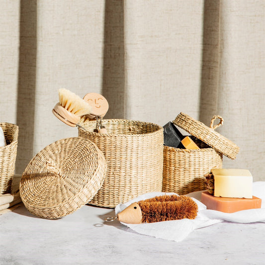 Sass & Belle Seagrass Baskets with Lids – Set of 2