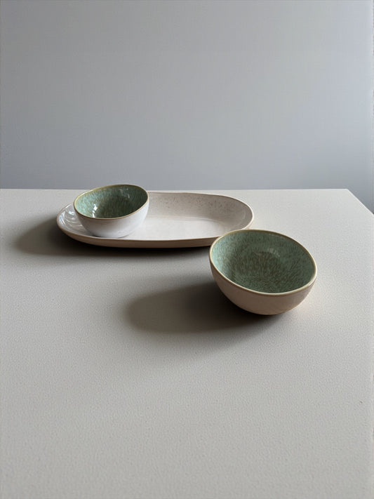 Tray & Two Bowls Set - Stoneware