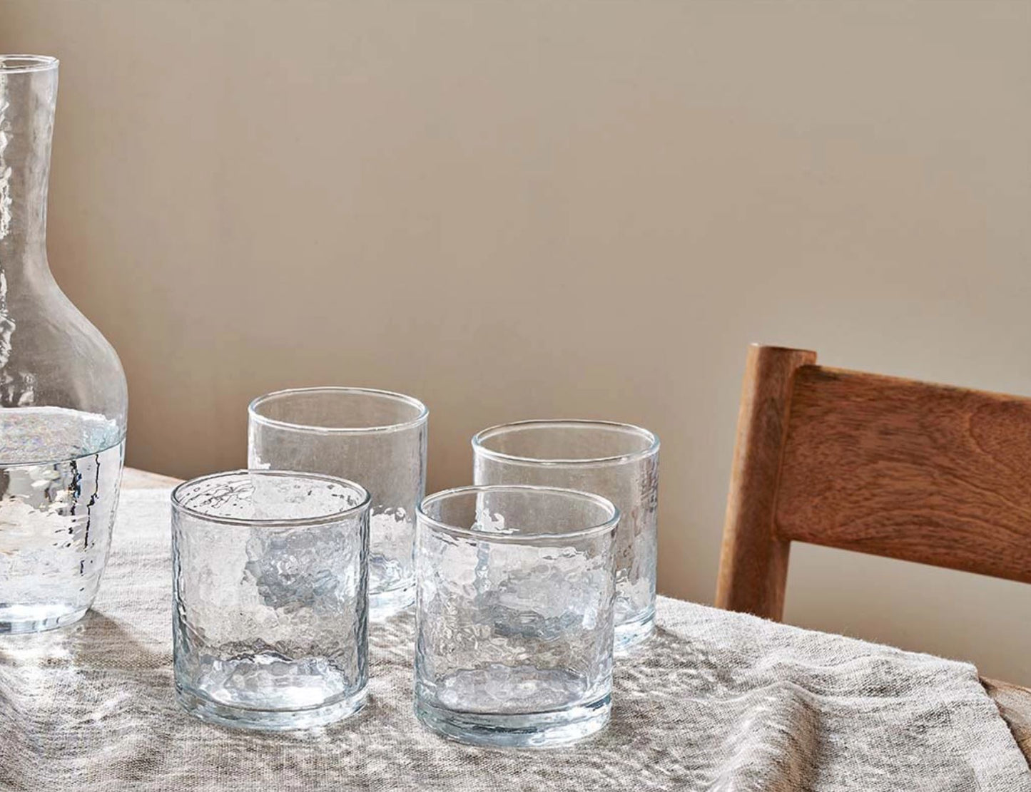 Nkuku Yala Hammered Tumbler Set - Clear Glass