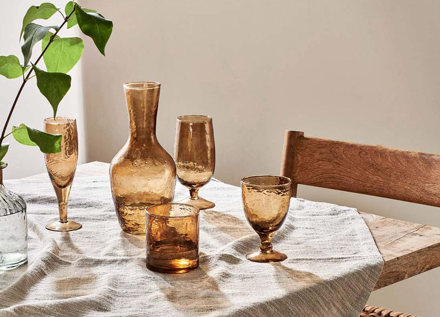 Nkuku Yala Hammered Tumbler Set - Smoke Brown