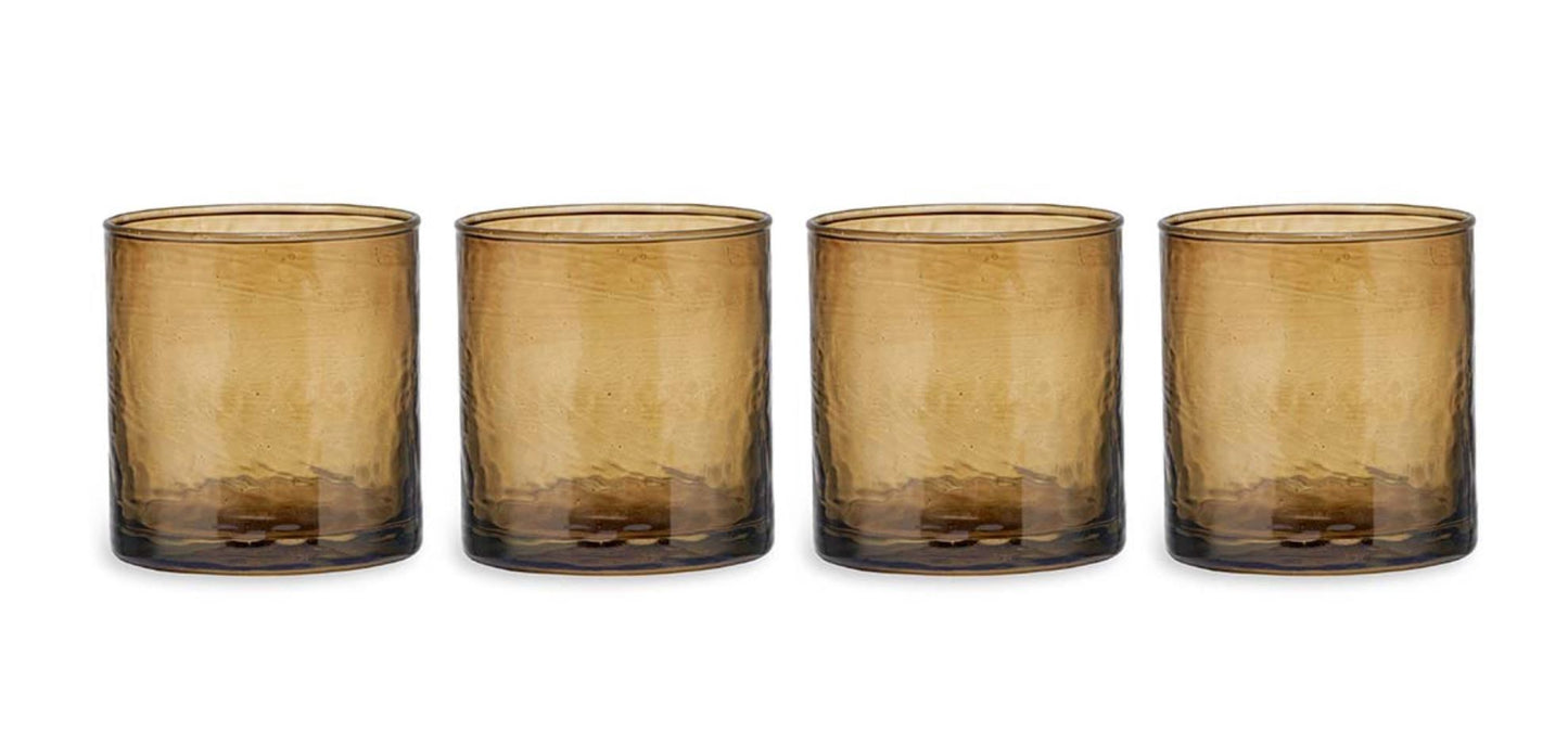 Nkuku Yala Hammered Tumbler Set - Smoke Brown